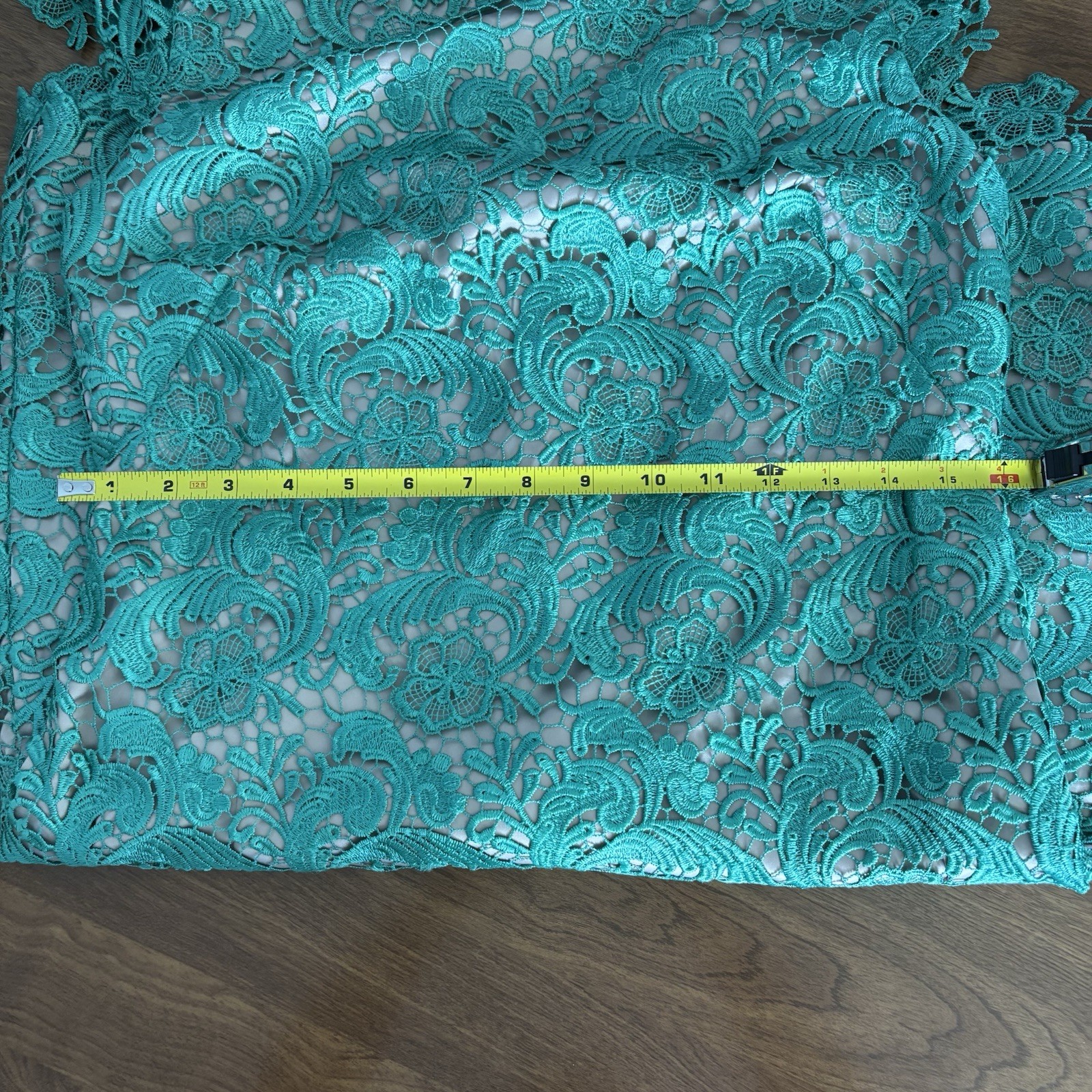 Eliza J Cap Sleeve Sheath Teal Green Lined Summer Cocktail Wedding Lace Dress 6