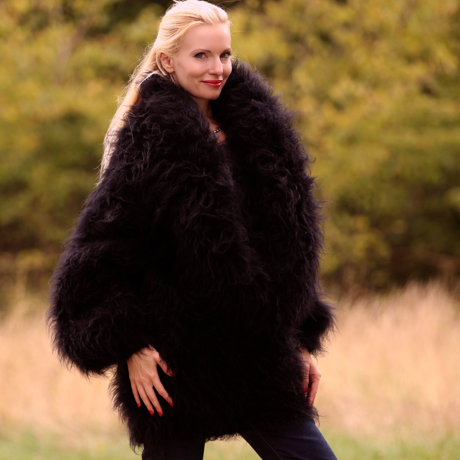 Black cowl neck mohair sweater dress by SuperTanya, ready to ship, size XL-XXL