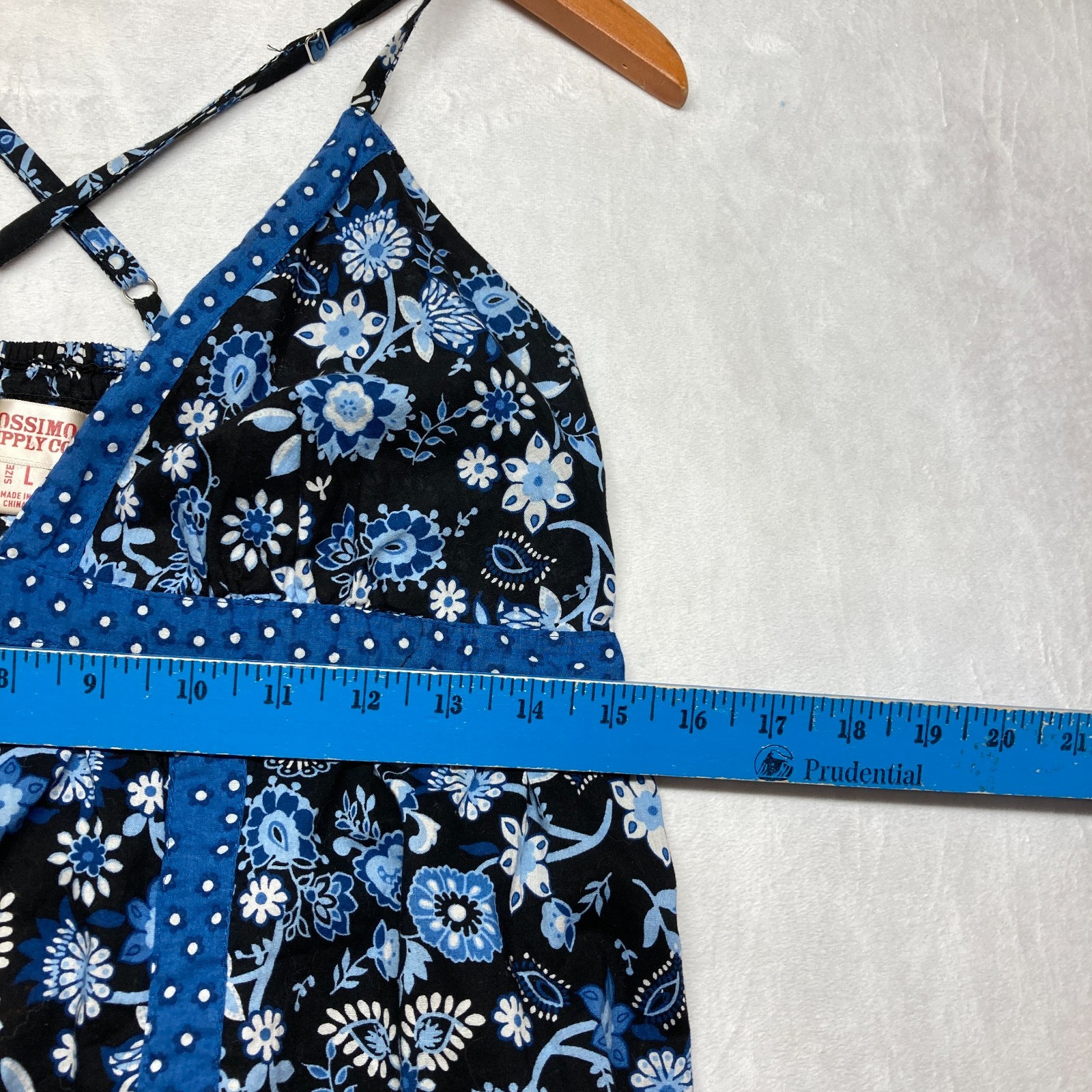 Vintage Y2K Mossimo Dress Large Blue Floral Babydoll Smocked Sundress