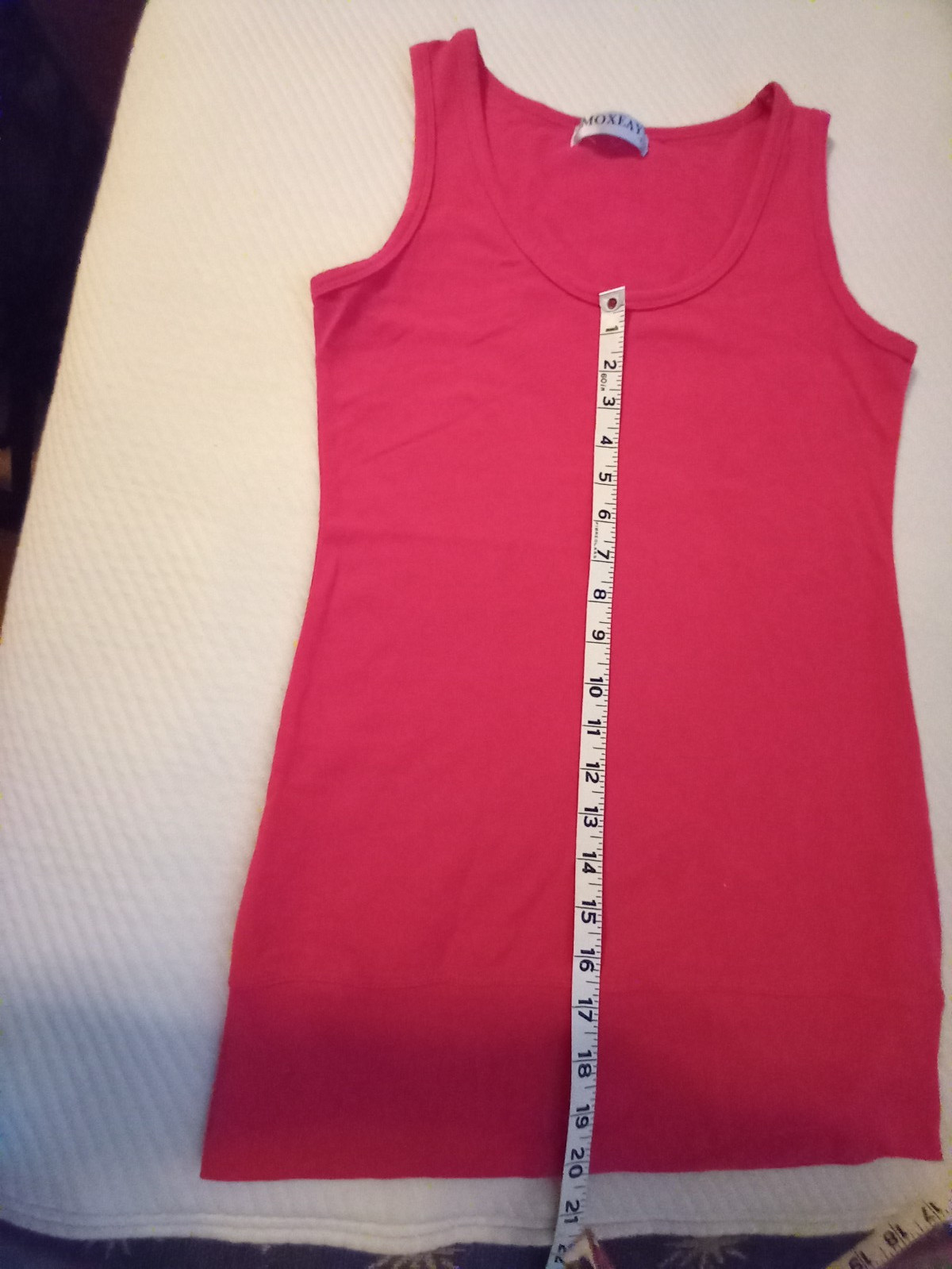 Moxeay S SEXY red scoop neck cami/mini dress wide hem 100% cotton