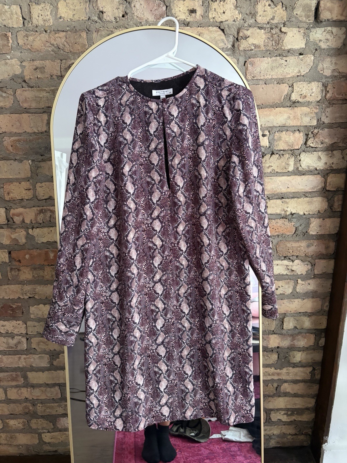 Equipment Bonnie Snake Print Keyhole Shift Dress Small