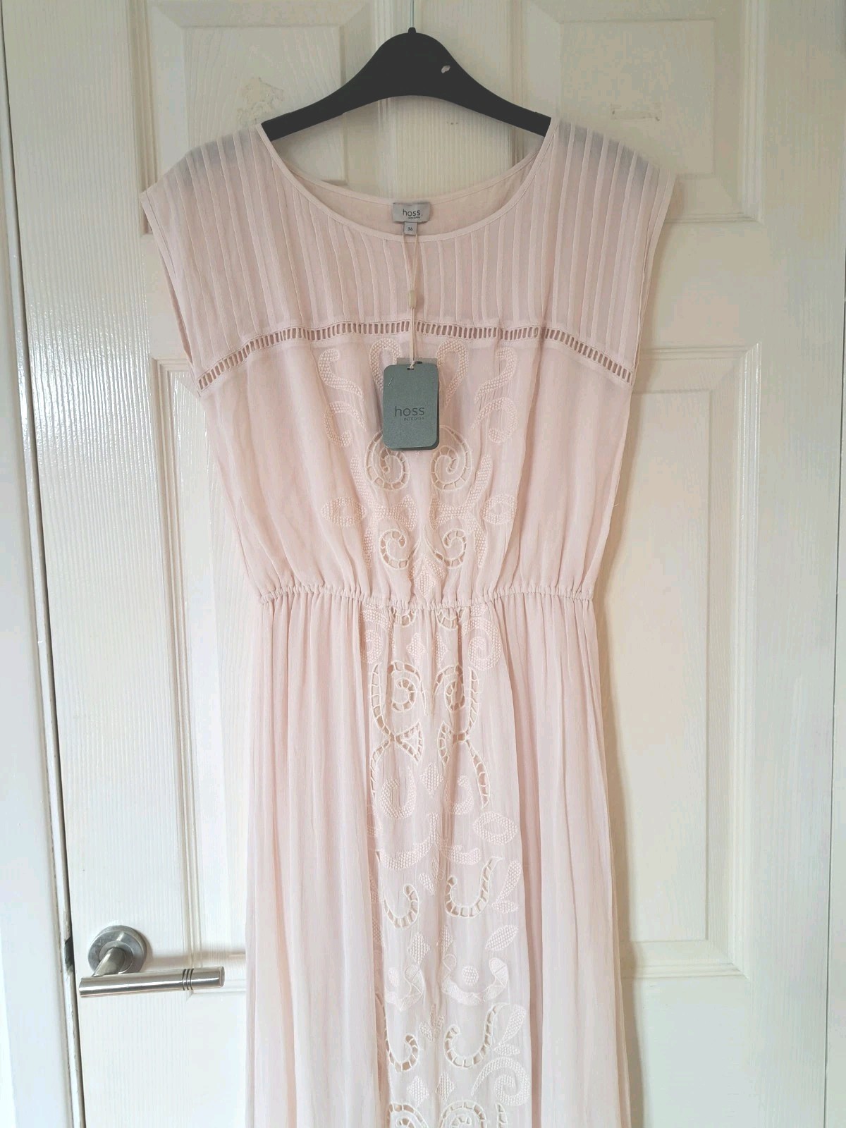 Hoss Intropia Light Rose Cutwork Hand Embroidery Maxi Dress UK 8 RRP £345 New
