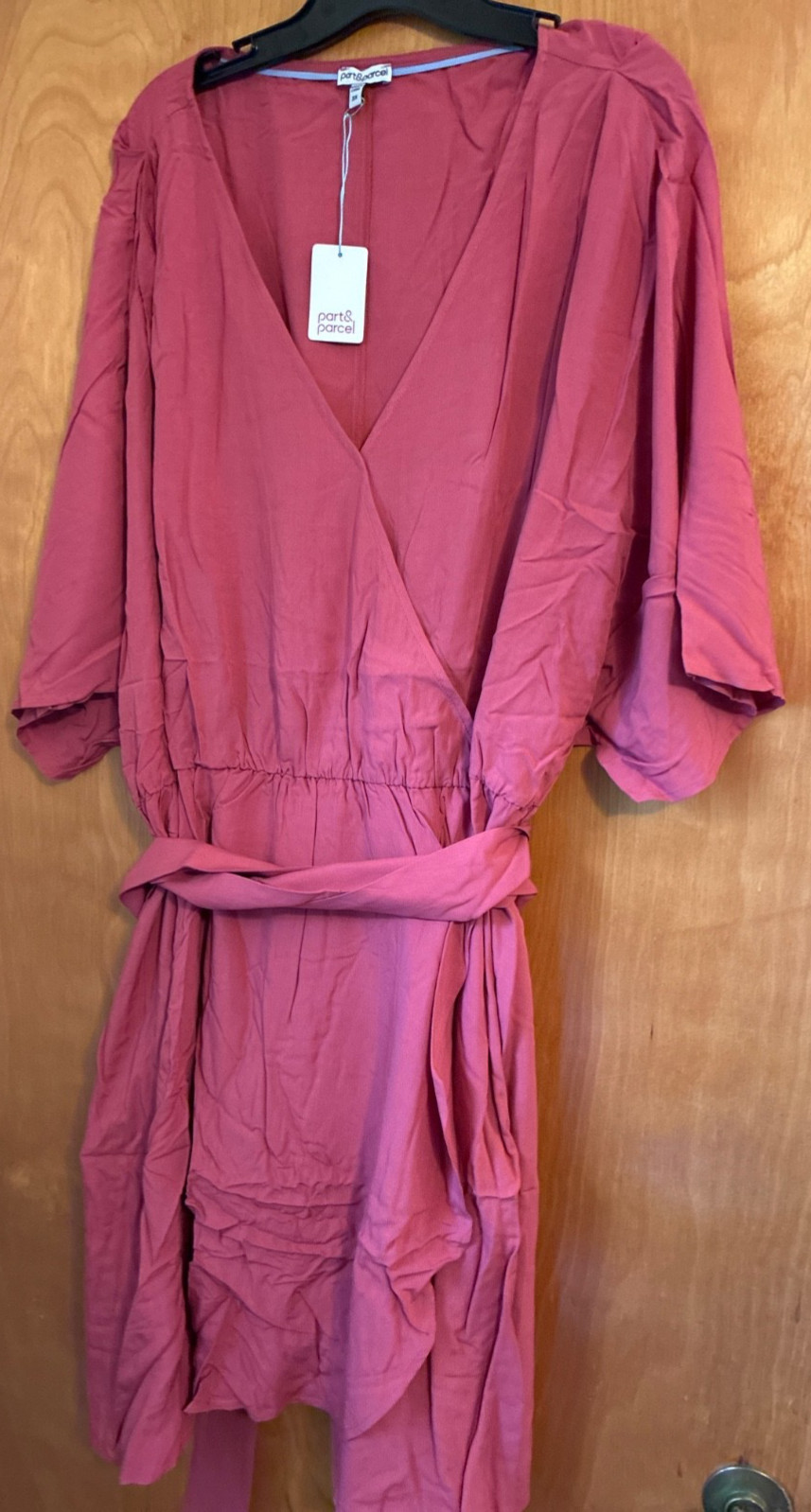 SIZE 3X SS WRAP DRESS COLOR IS PINK MADE BY PART & PARCEL