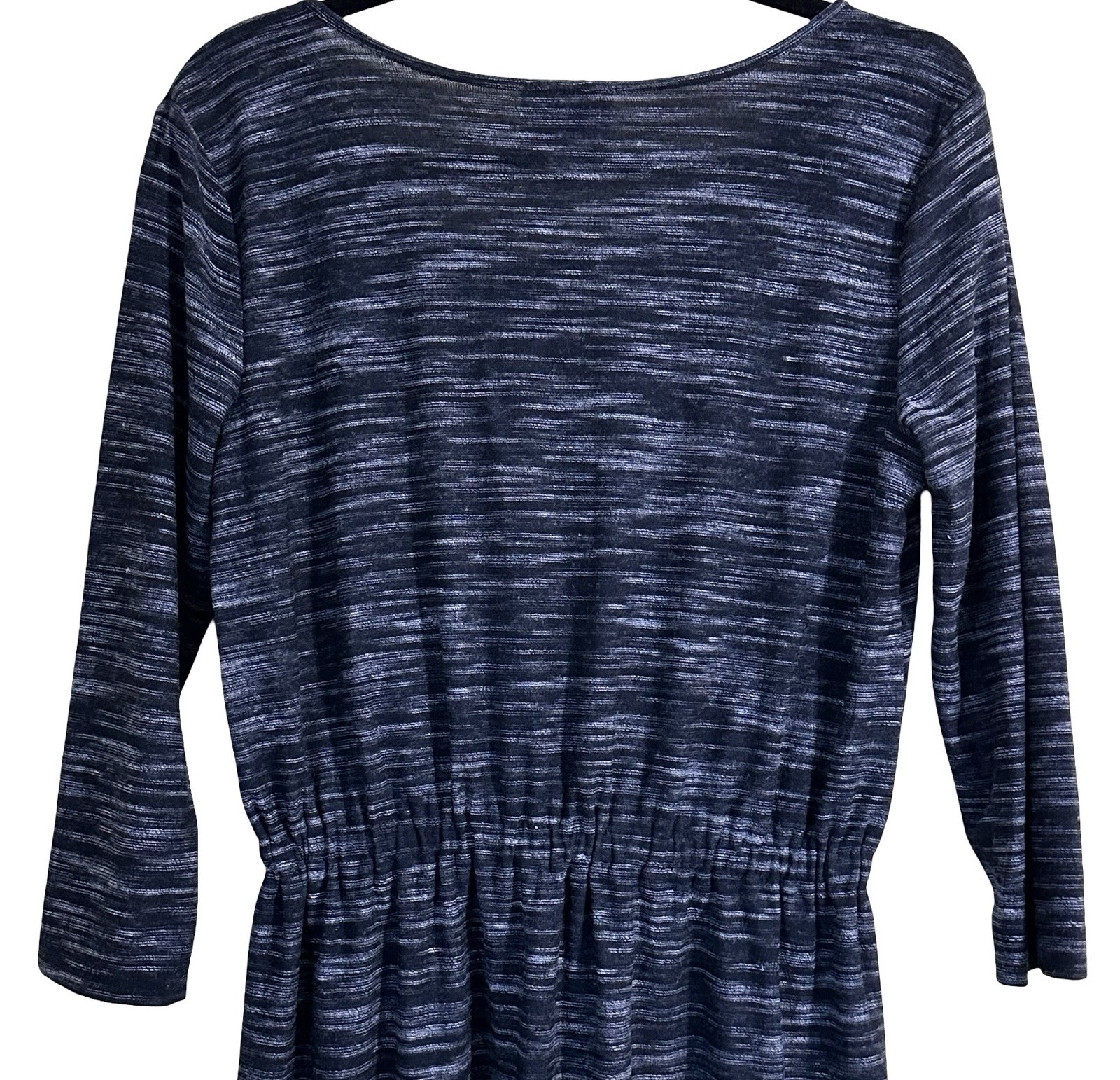 Loft NWT Black & Gray Marled 3/4 Sleeve Scoop Neck Tie Waist Knit Dress Sz Small