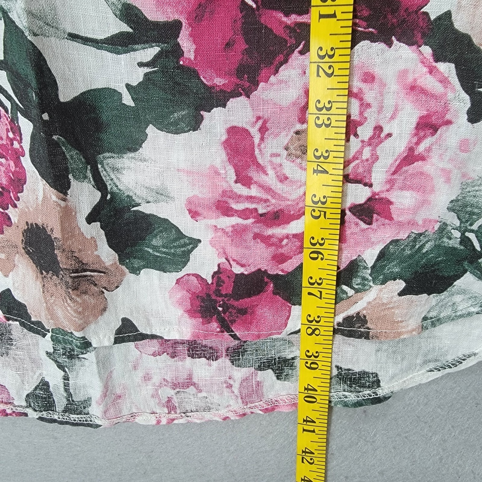 Valentina Naldi Floral Linen Shift Dress Womens L Italy Rose Lagenlook Cottage