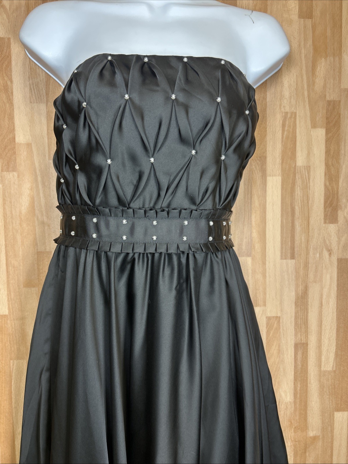 White House Black Market Black Dress Size 4 Black Pearl Beads Event Party NWT