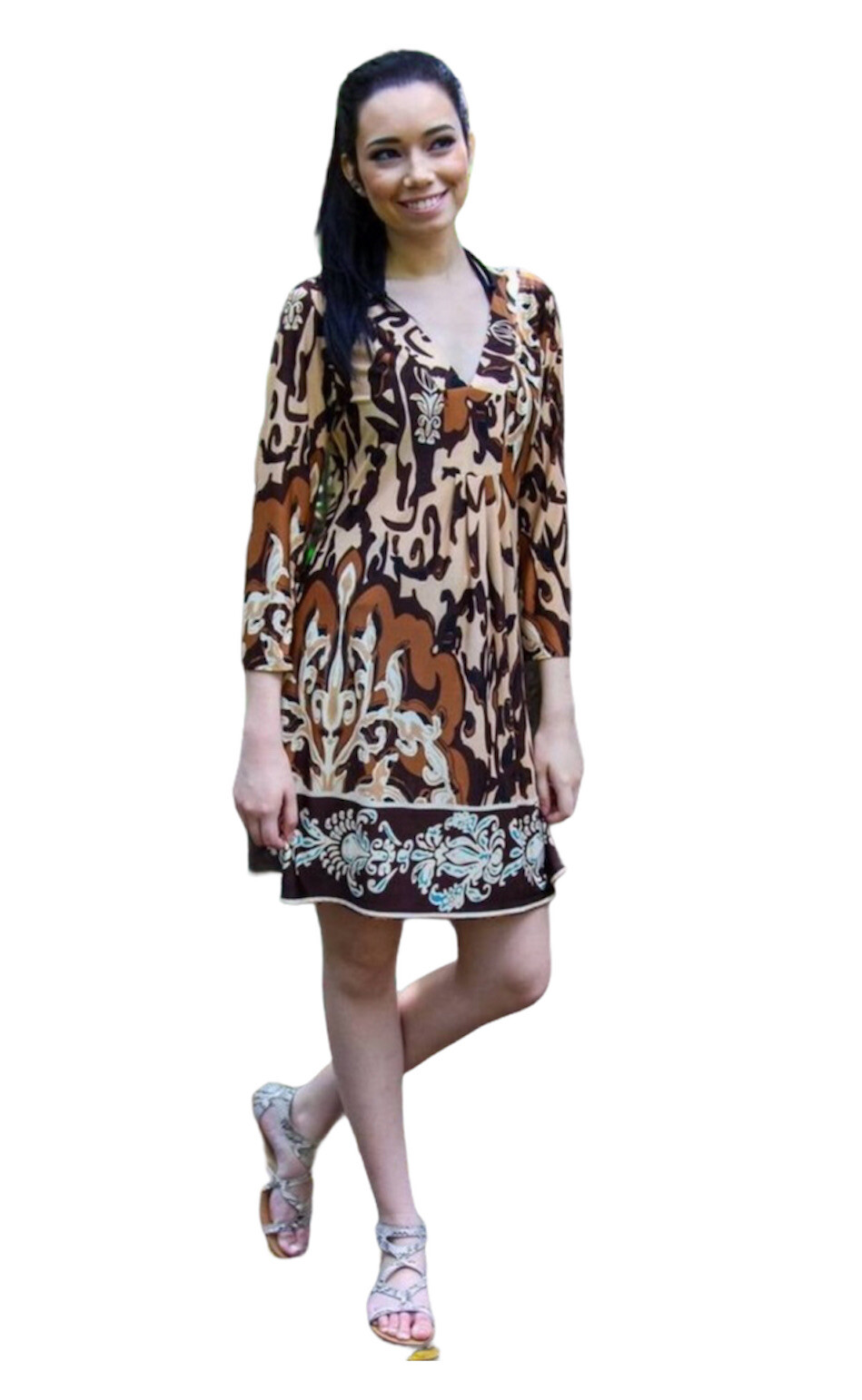 Women’s Tunic Dress Size Small To Medium New 3/4 Sleeves Floral Fall