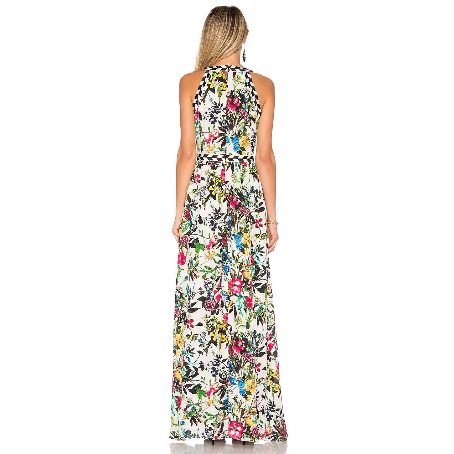 Parker Silk Halter Floral Luella Sleeveless Maxi Dress S Resort Vacation Cutout
