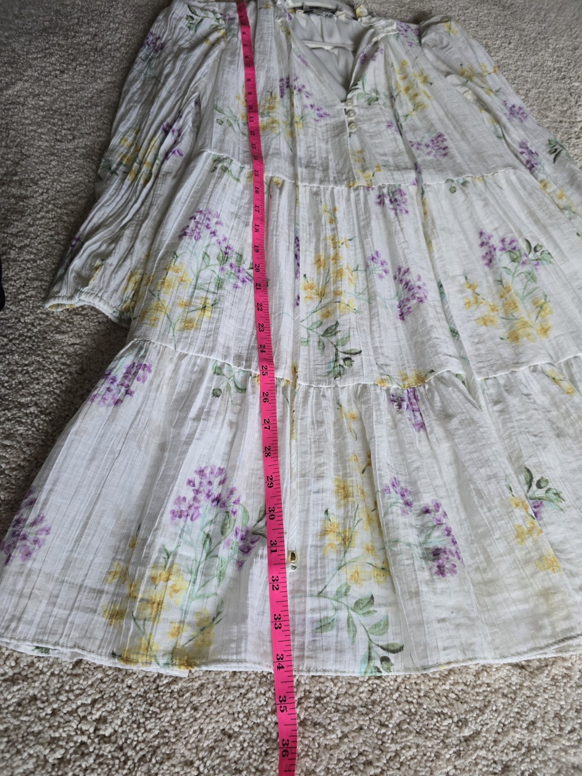 TAYLOR size Small Ivory Floral Spring Long Sleeves Unlined Feminine Dress