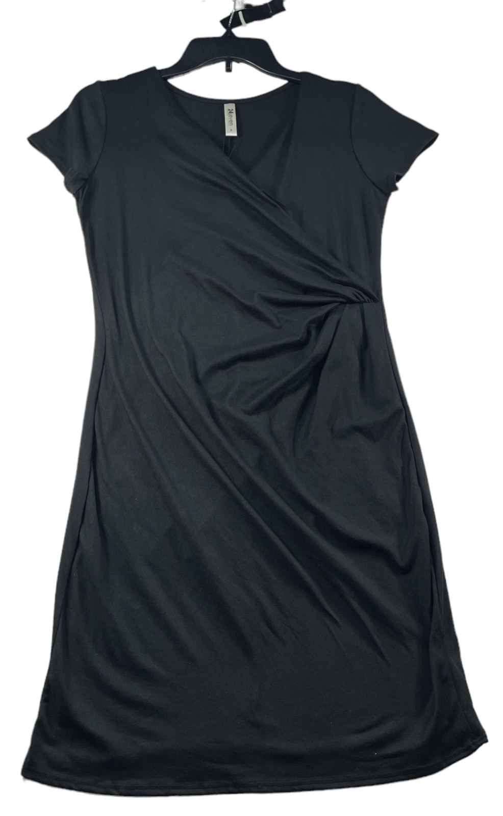 24 Seven Dress Womens size Medium Black Crossover Vneck Sheath Dress New Stretch