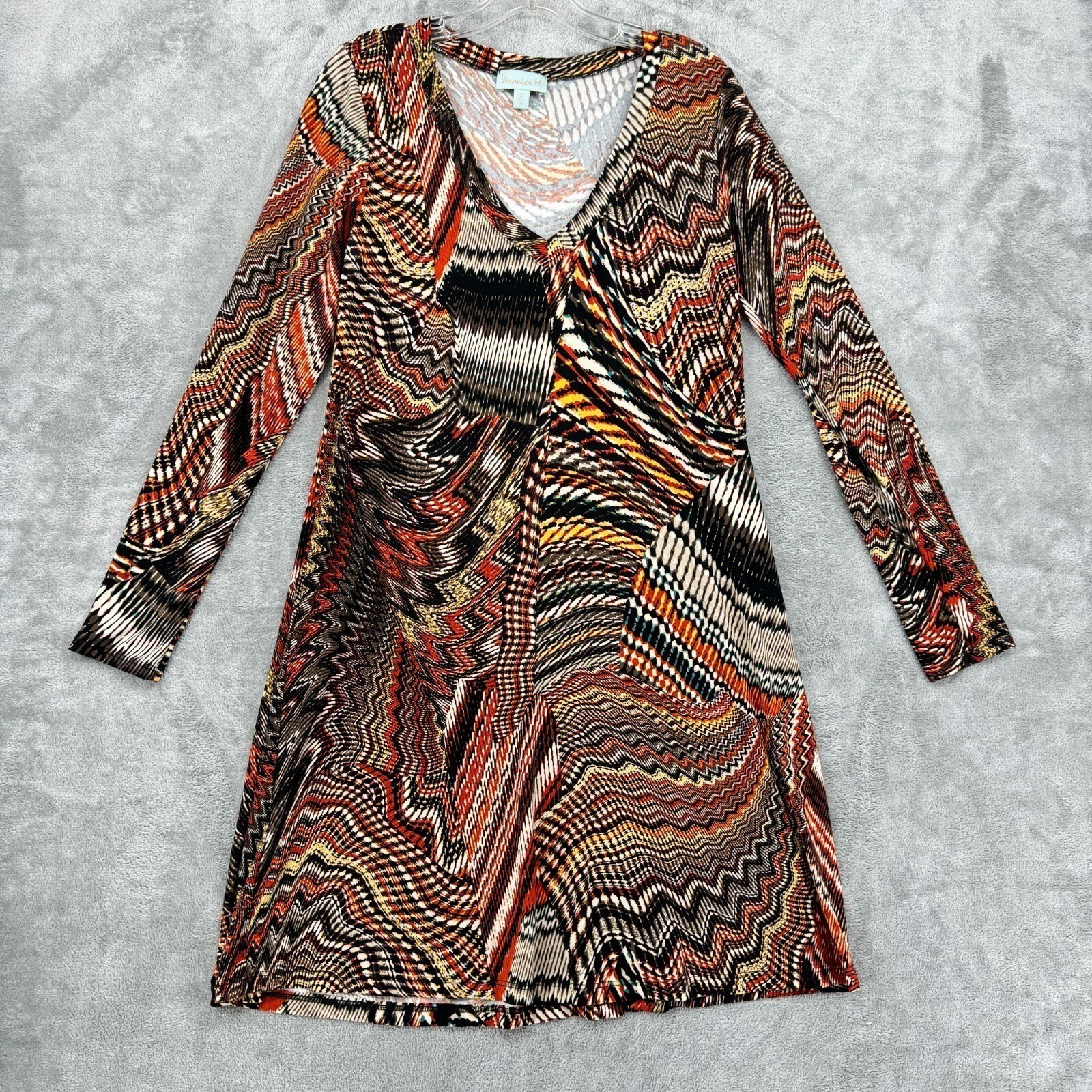 Veronic M Dress Womens Small Retro Bohemian Stretch Knit Pullover Bohemian 70s