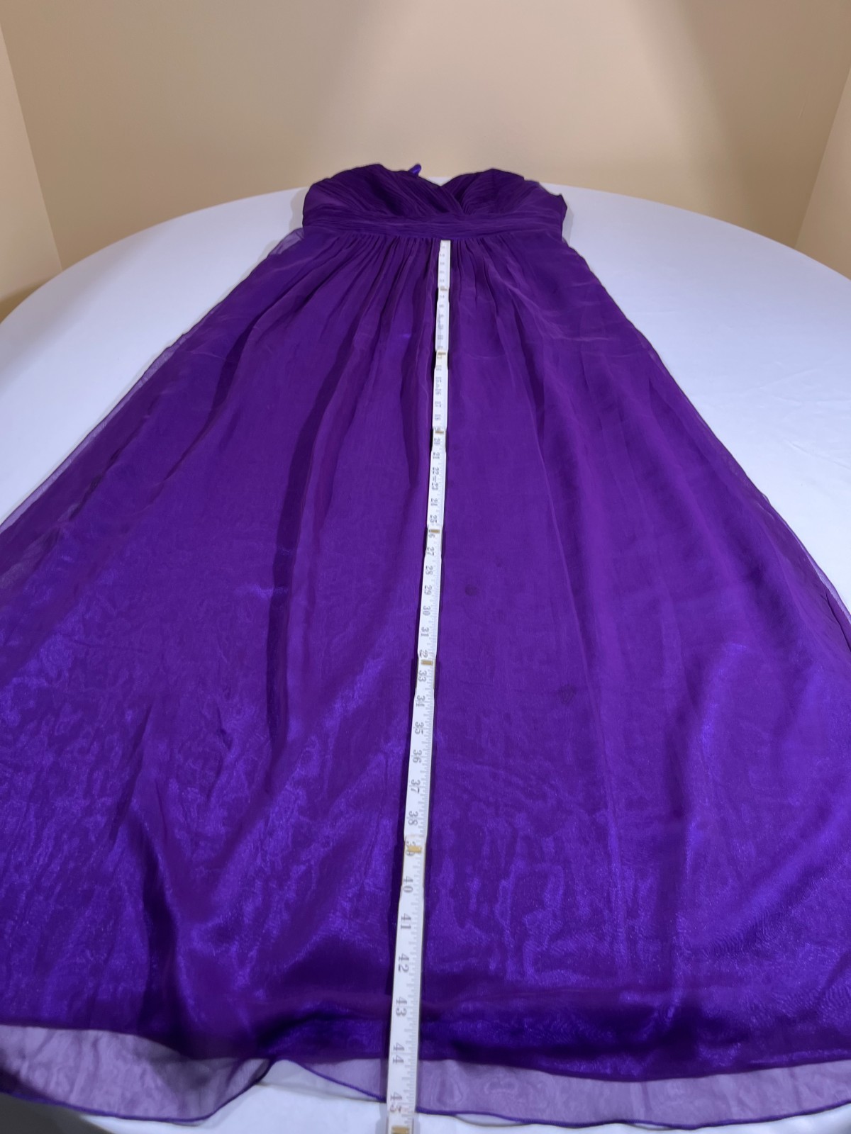 Deep Purple Chiffon Maxi Dress Ruched V Neck Evening Gown Whimsygoth Prom 15.5