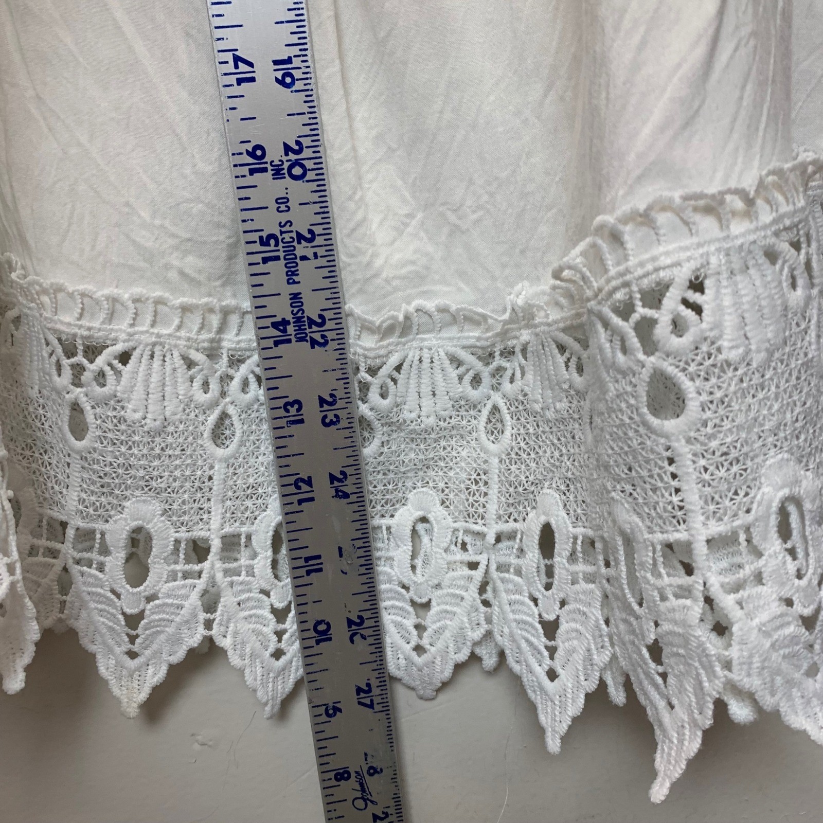 Iris Mini Dress Women XL White Excellent Boho Crochet Lace Off Shoulder ID2816