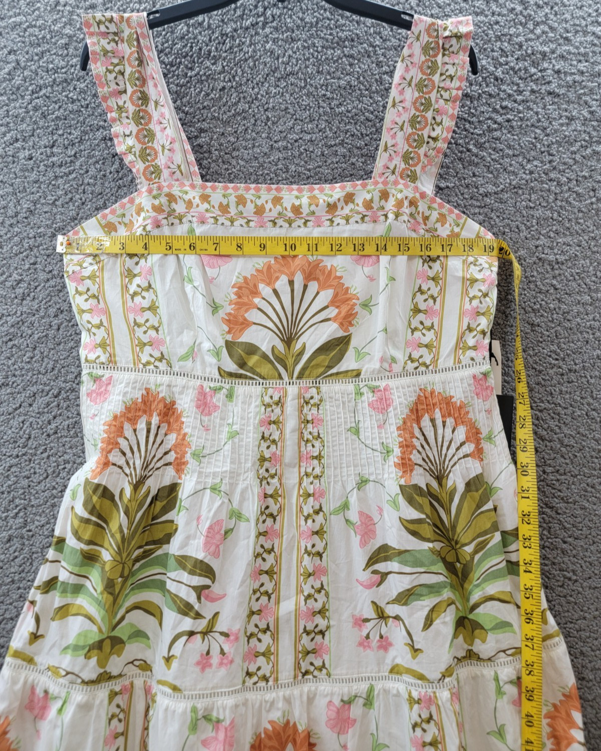 CeCe Print Pintuck Sleeveless Lined Midi Dress Women’s 14 New Ivory Pullover