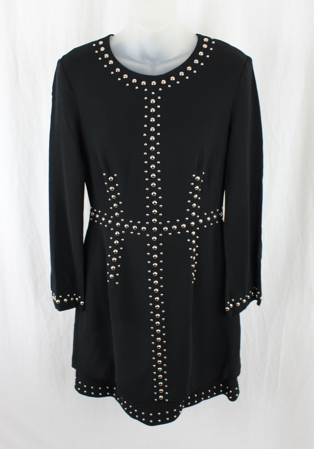 A.L.C. NWT Women’s Black Madison Studded Long Sleeve Mini Dress Size 4