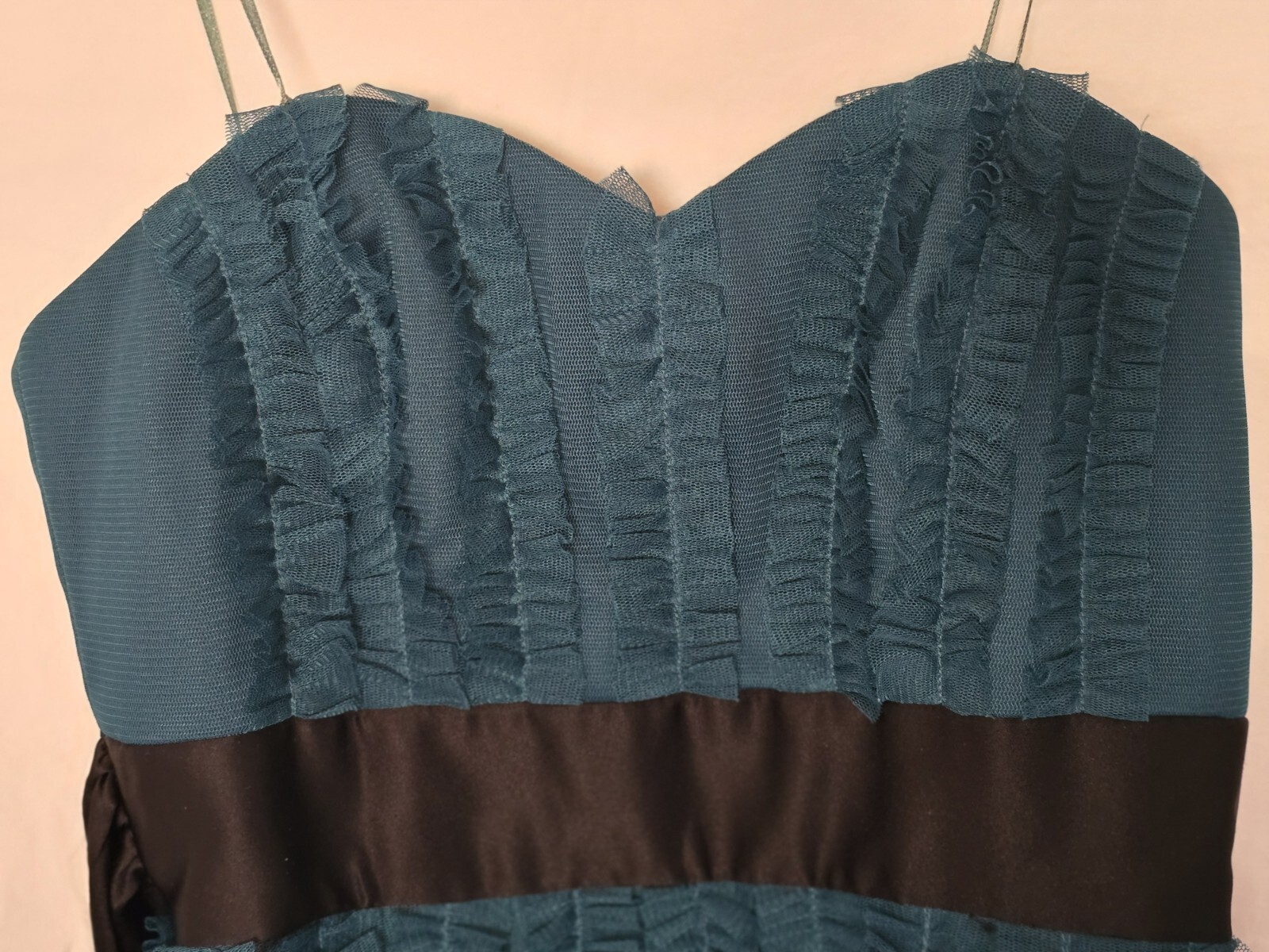 Max & Cleo Dark Jade Sophia Strapless Sweetheart Dress Size 2 Ruffle Tulle