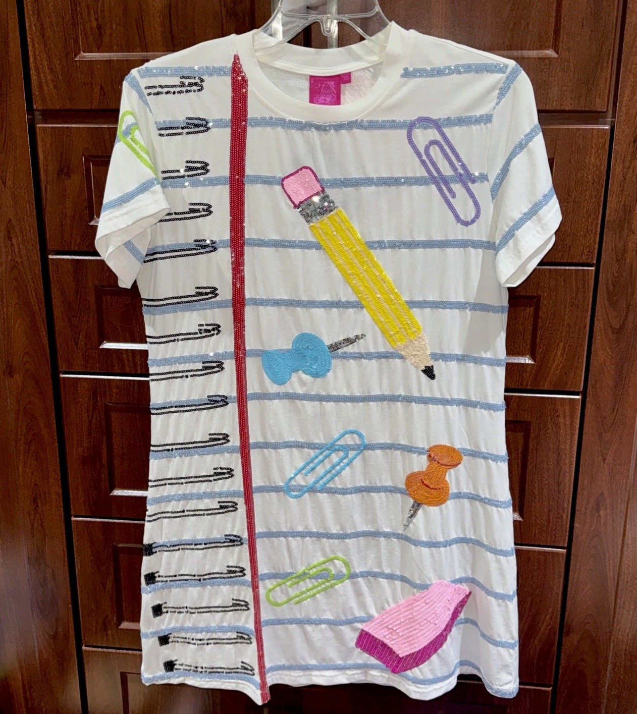 ✏️📎📌📚NWT Queen Of Sparkles XS Sequined School Supplies Dress