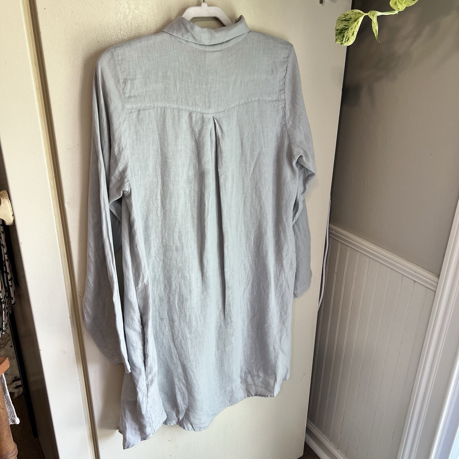 NWT Pure Match Long 1/2 Button Pullover Linen Dress Size Large Lagenlook Gray