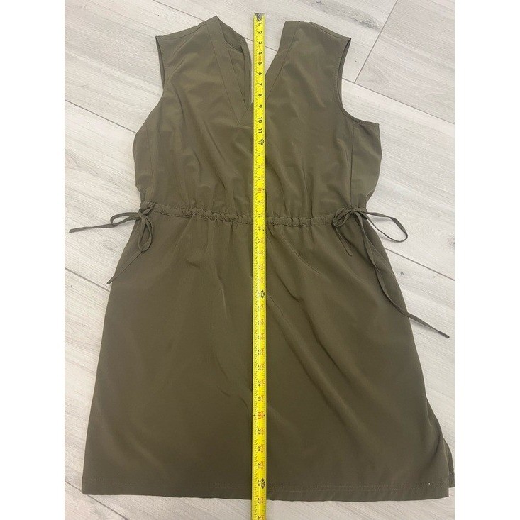 Calvin Klein Travel Gorpcore Sleeveless Dress Sz 16 Drawstring Olive Green