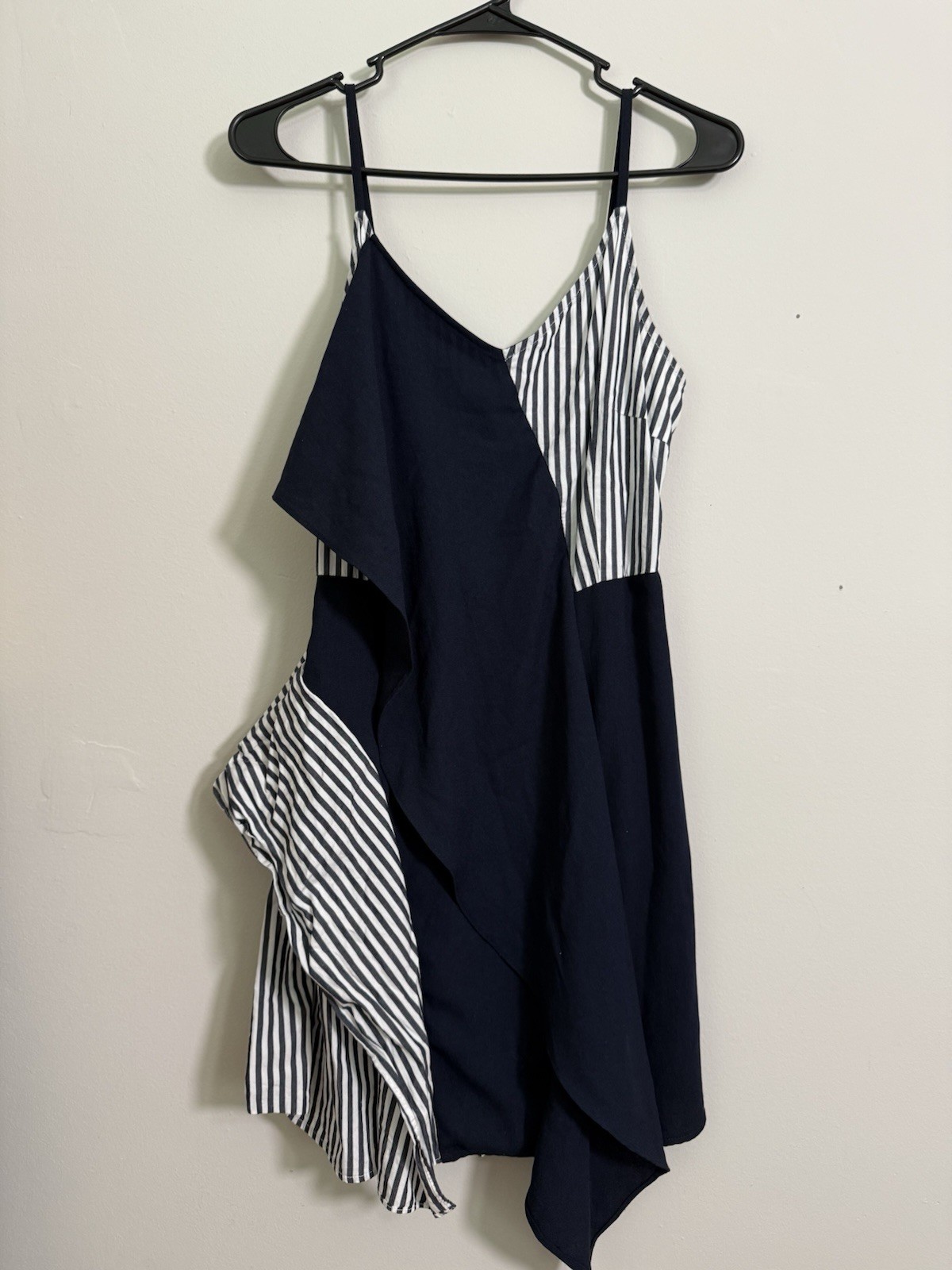 Few Moda Striped Asymmetrical Minidress Preppy Fun Sz S Resort Beach Nautical
