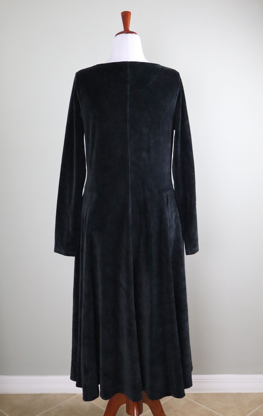 PERUVIAN CONNECTION NWT $218 Solid Black Velour Velvet Marais Maxi Dress Size XL