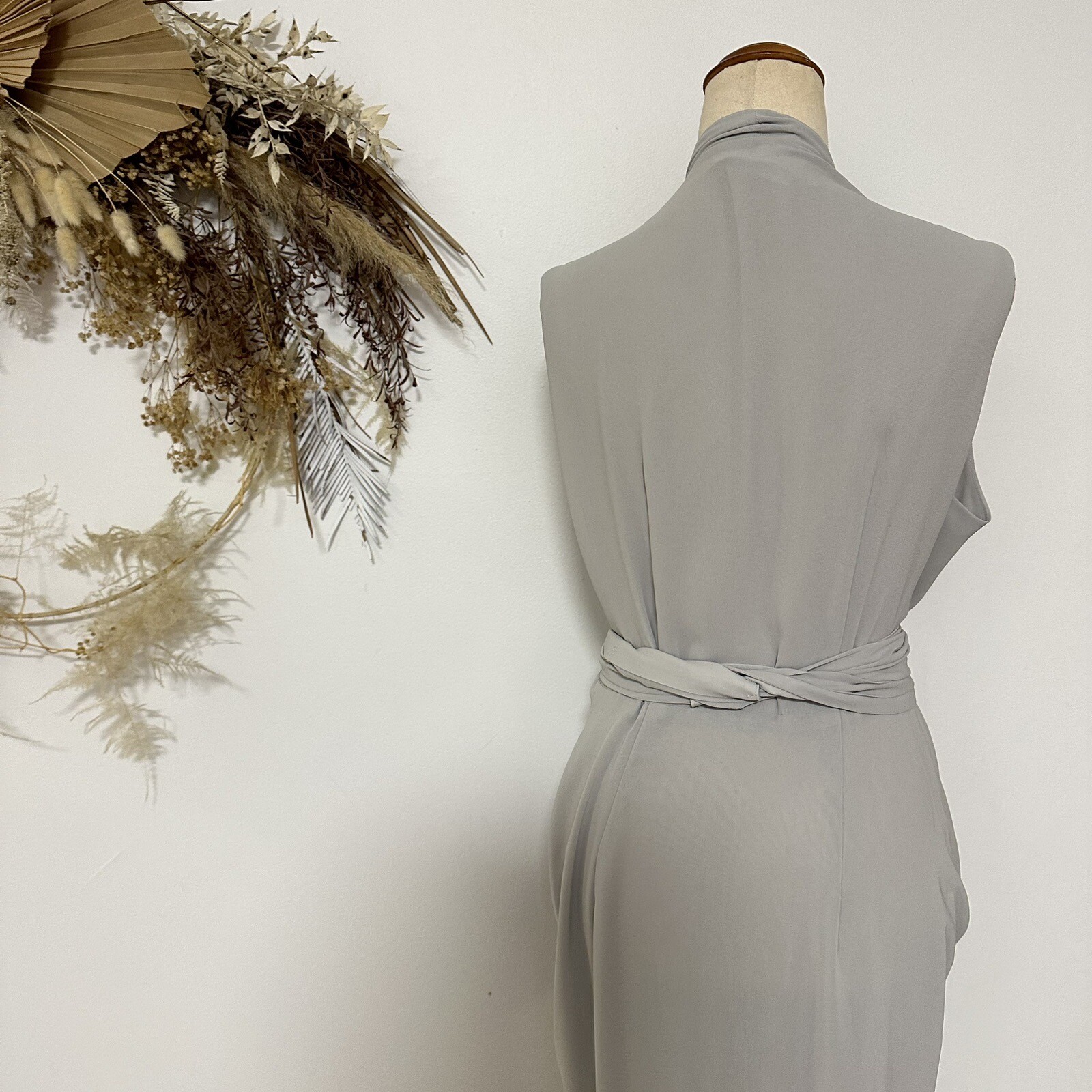 CARLA ZAMPATTI WATERFALL DRESS Light Blue/ Grey Event Party Cocktail Size 8