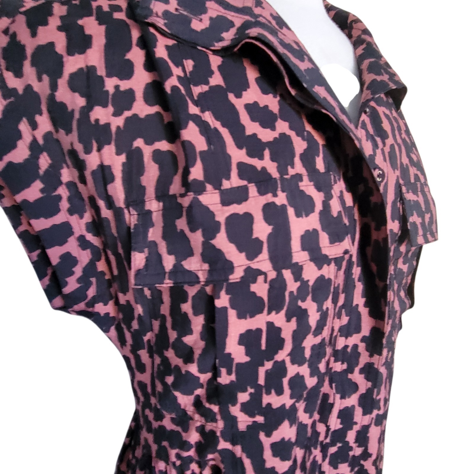 Maye Amelie Leopard Print Midi Shirt Dress XS Effortless Chic Streetwear Casual