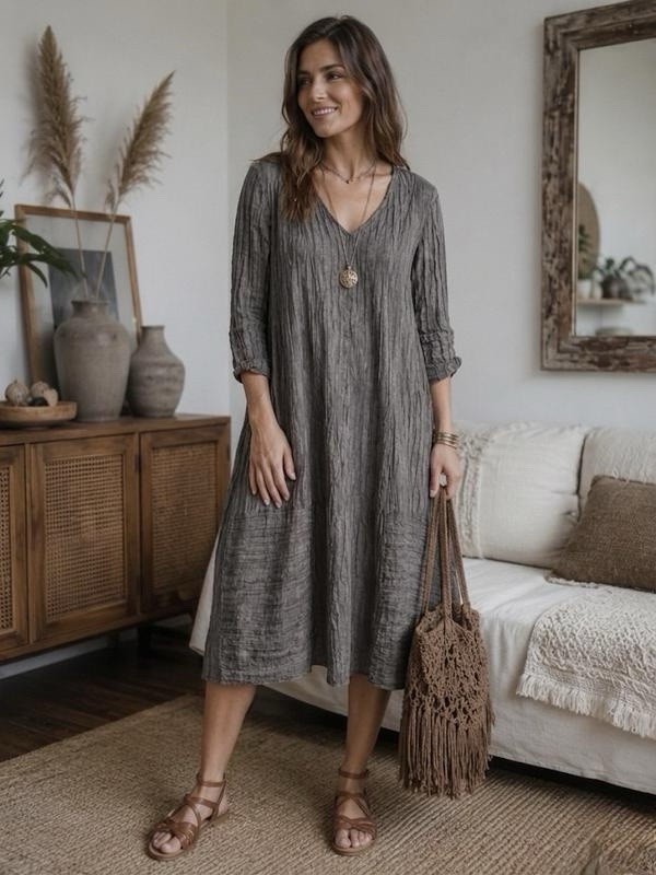 Grizas Original boho dress made of linen and silk