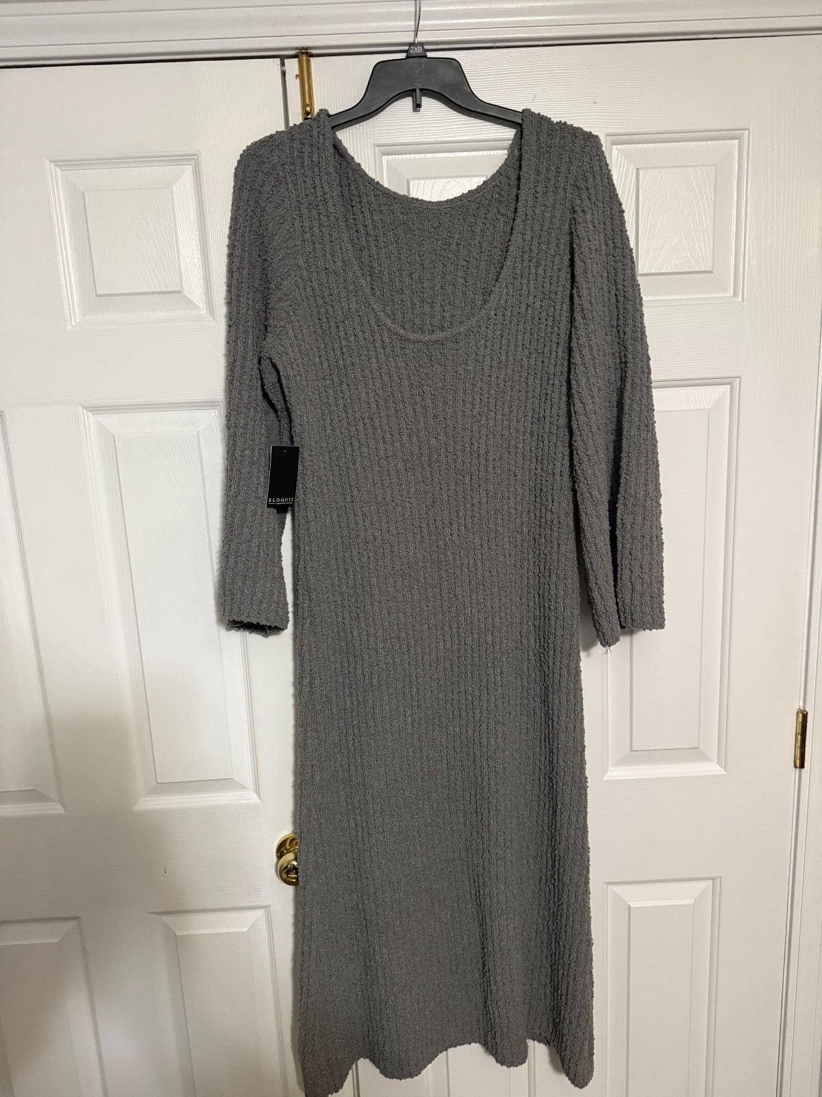 ELOQUII Women’s 14/16 Gray Maxi Sweater Dress Bell Sleeve NWT