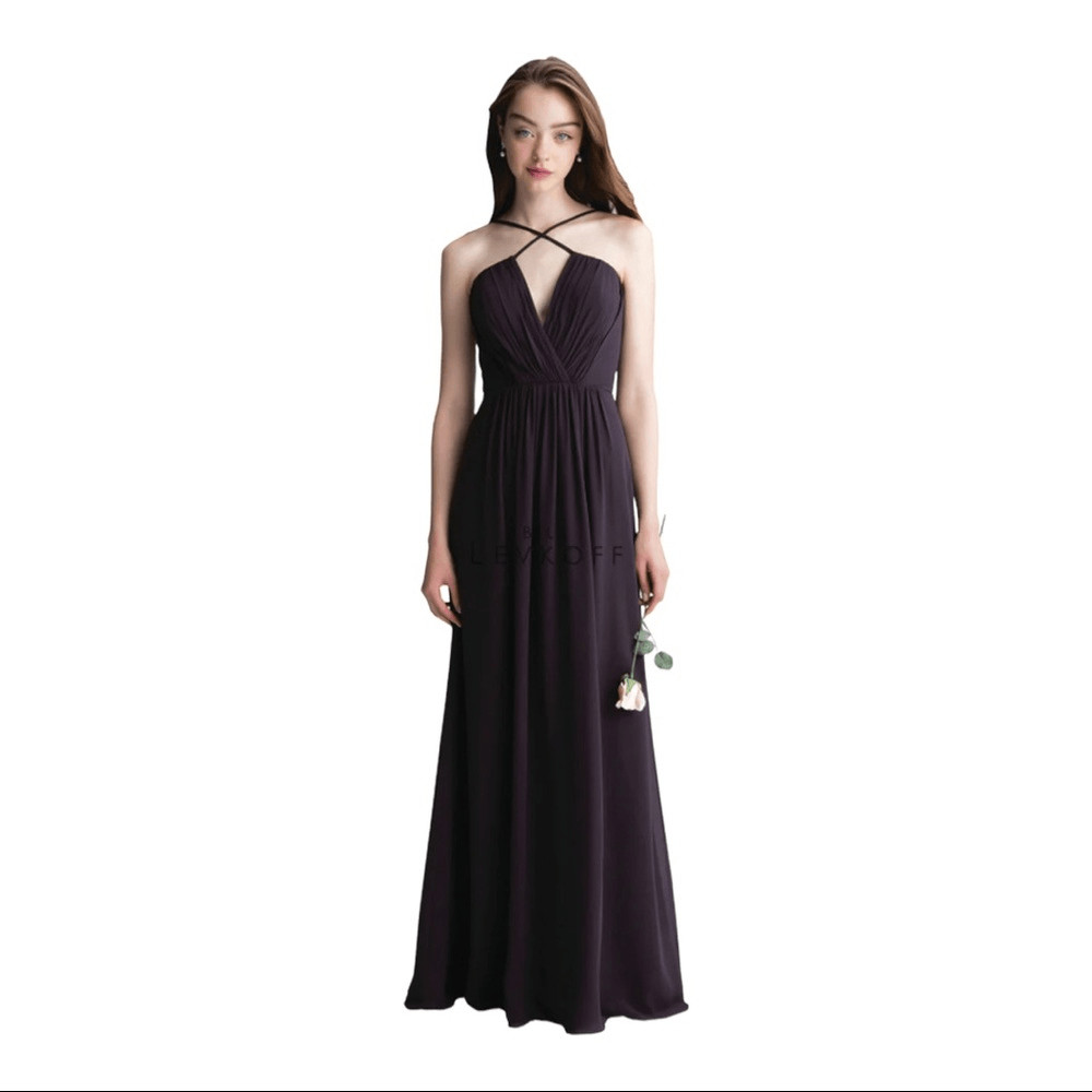 Bill Levkoff Black Chiffon Bridesmaid/Formal Dress Style 1405 Size 2