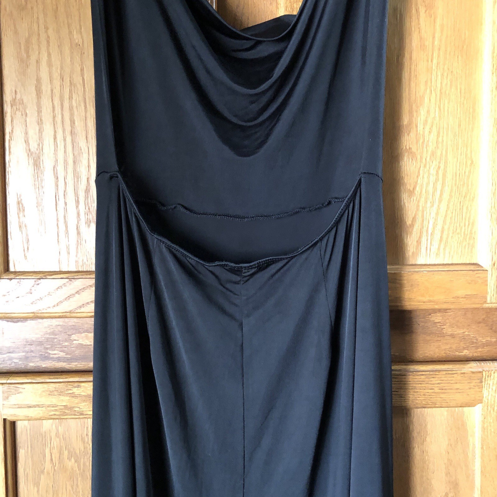 Lucy In The Sky Dion Cowl Neck Maxi Dress Open Back Slit Black Small