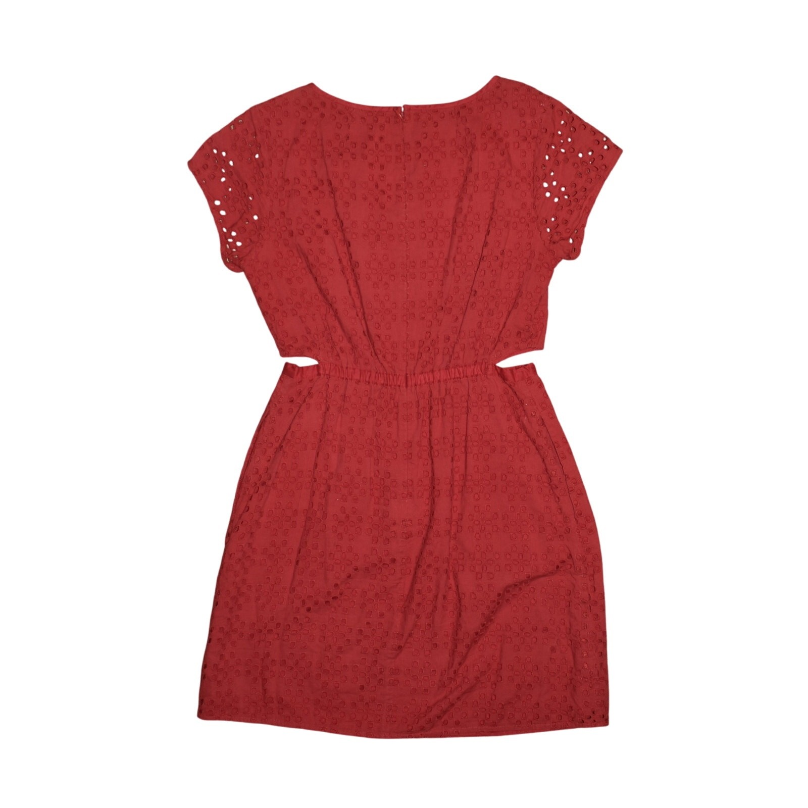 MADEWELL $128 Red Eyelet Cutout A-line Cotton Dress Short Sleeves Size 4