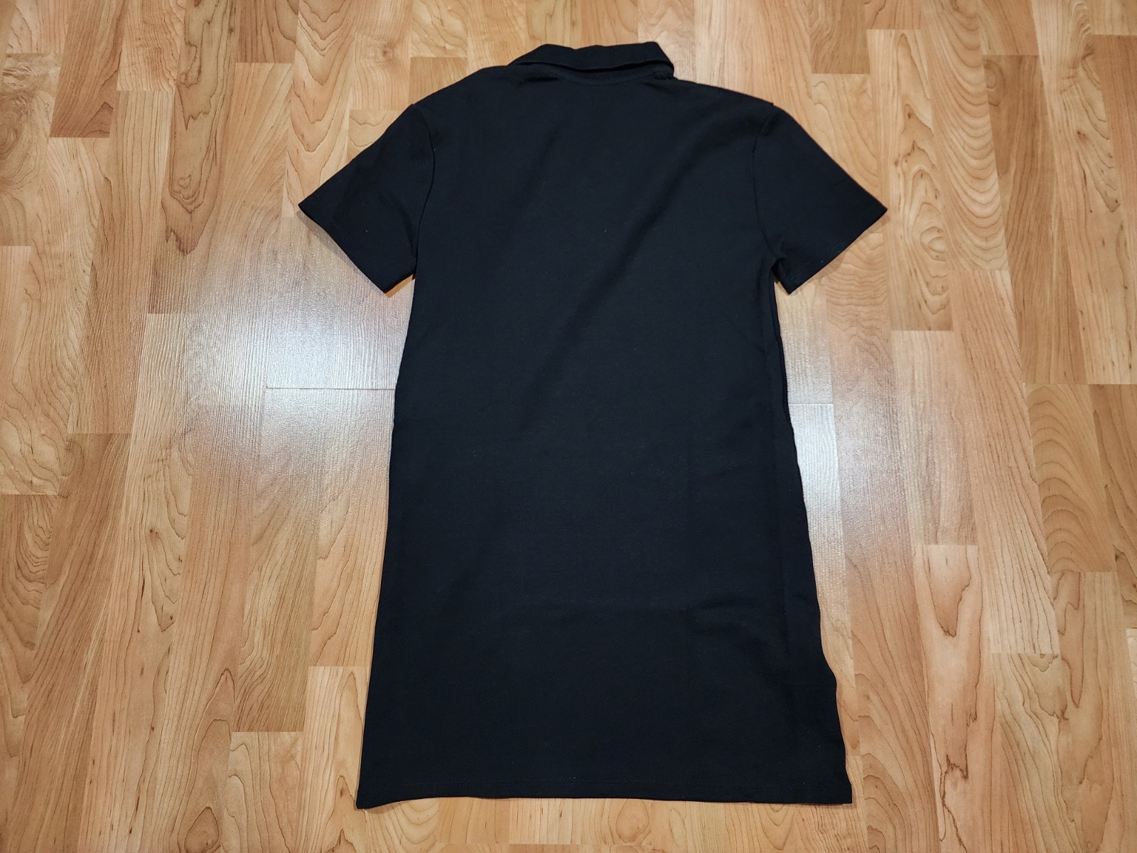Zara Black Collared V Neck Short Sleeve Dress Size Small Vtg Retro Style