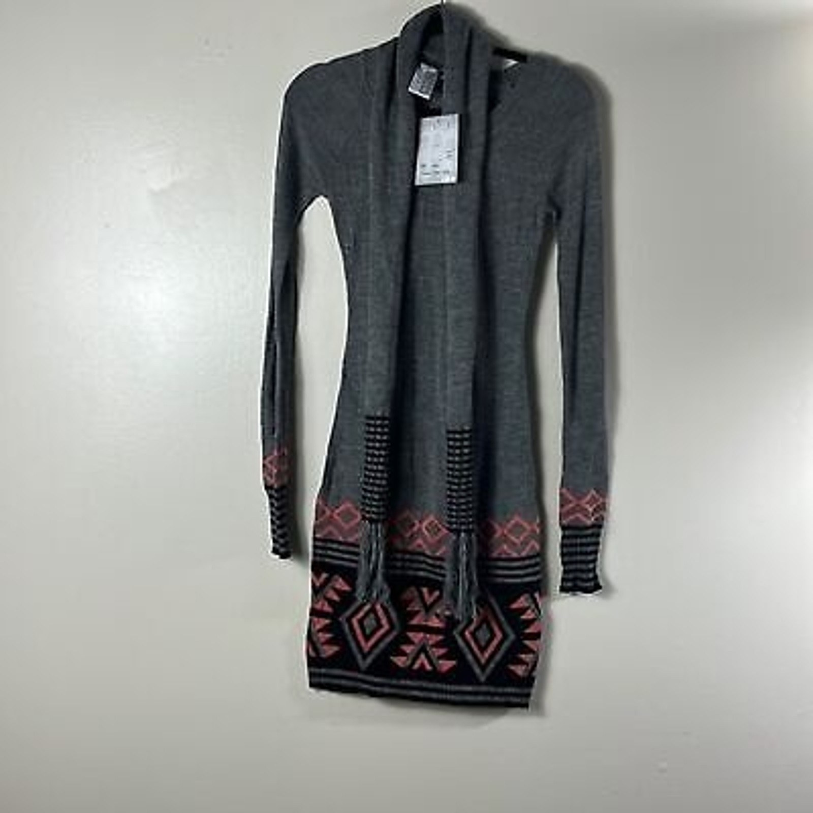 Energie Women’s Long Sleeves Tribal Print Knitted Dress with Scalf Size L