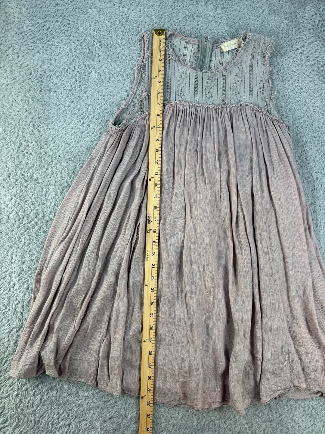 Cloud Date Sleeveless Lace Yoke Pleated Mini Dress Size S