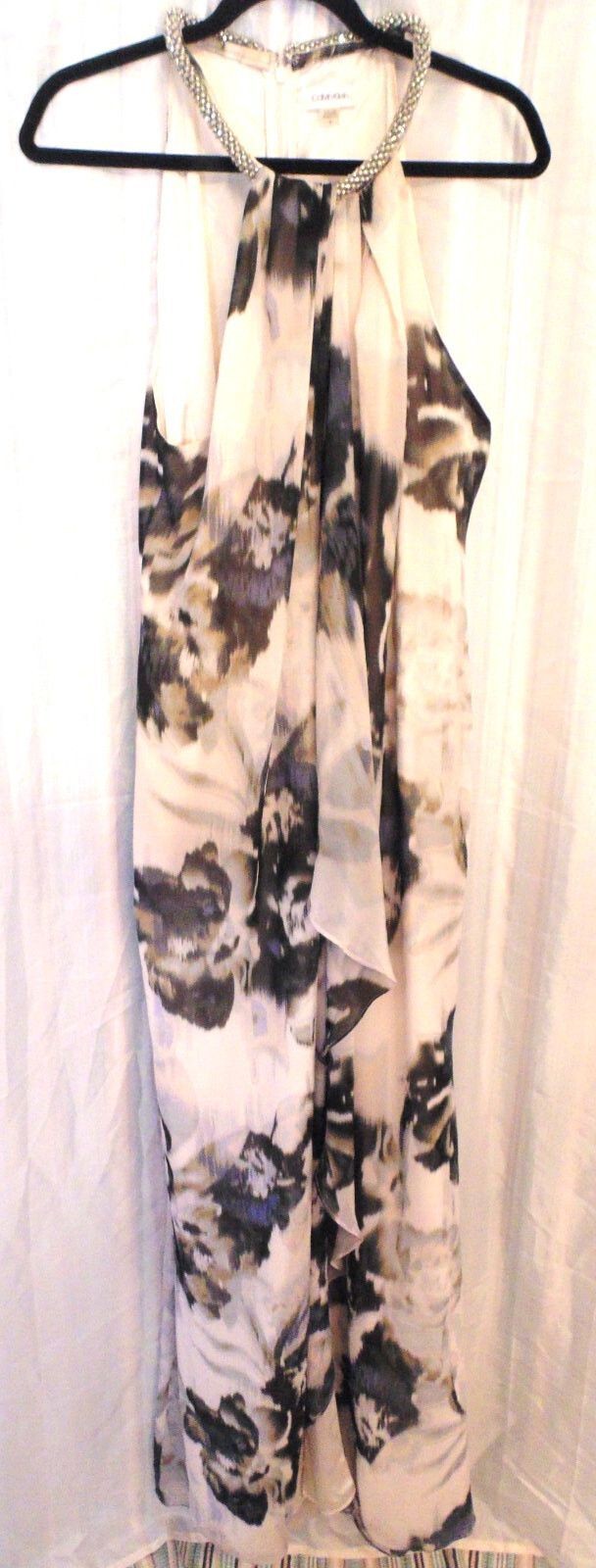 Calvin Klein Elegant Womens Rhinestone Halter Long Dress Gown sz 16