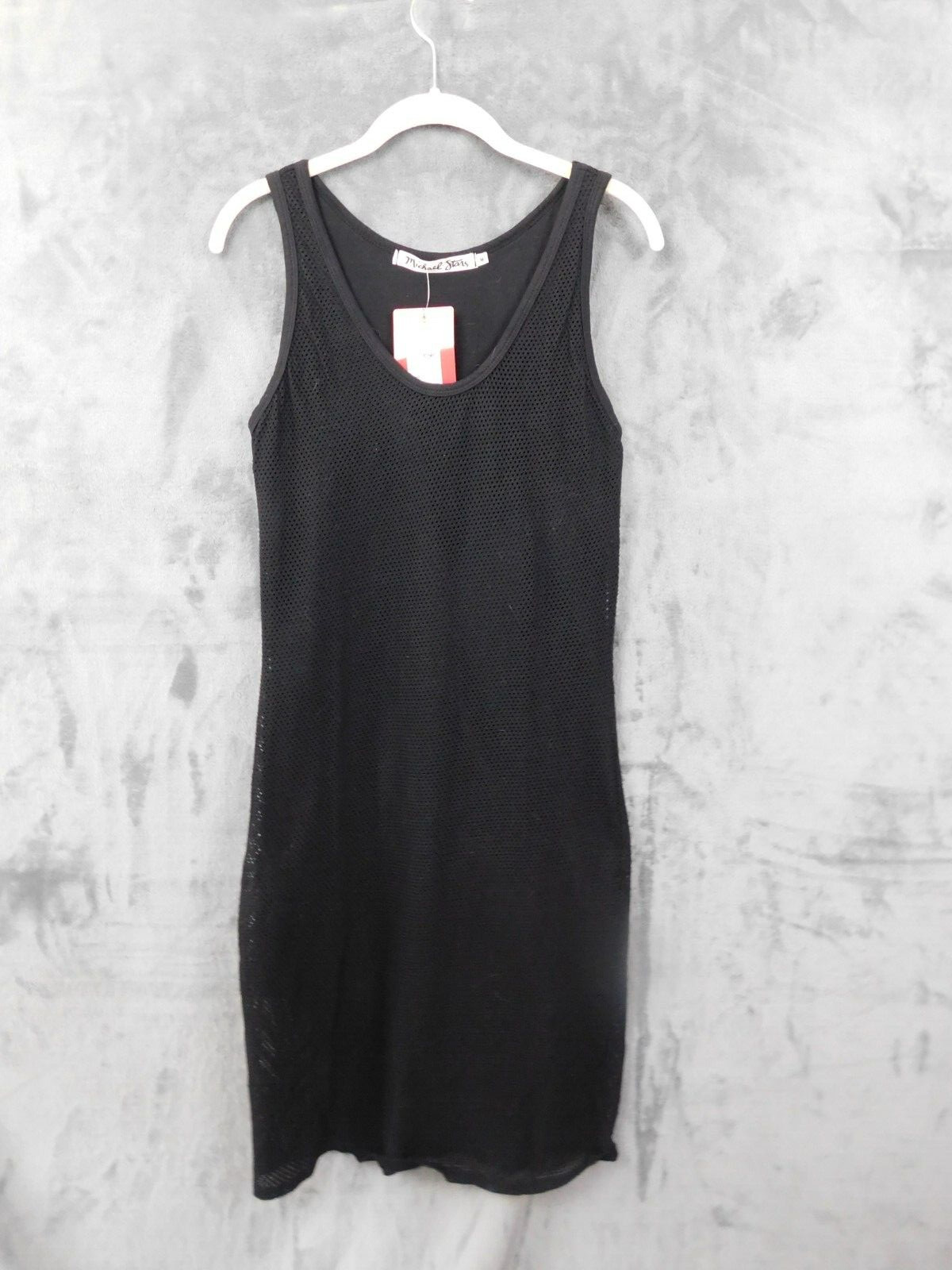 Michael Stars Dress Womens Medium Black Mesh Midi Capule Evereve Body Con
