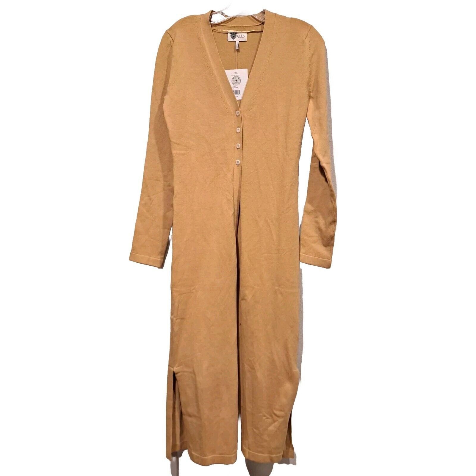 LITA By Ciara Icon Rib Cardigan Dress in Iced Coffee Long Sleeved Women’s Size M