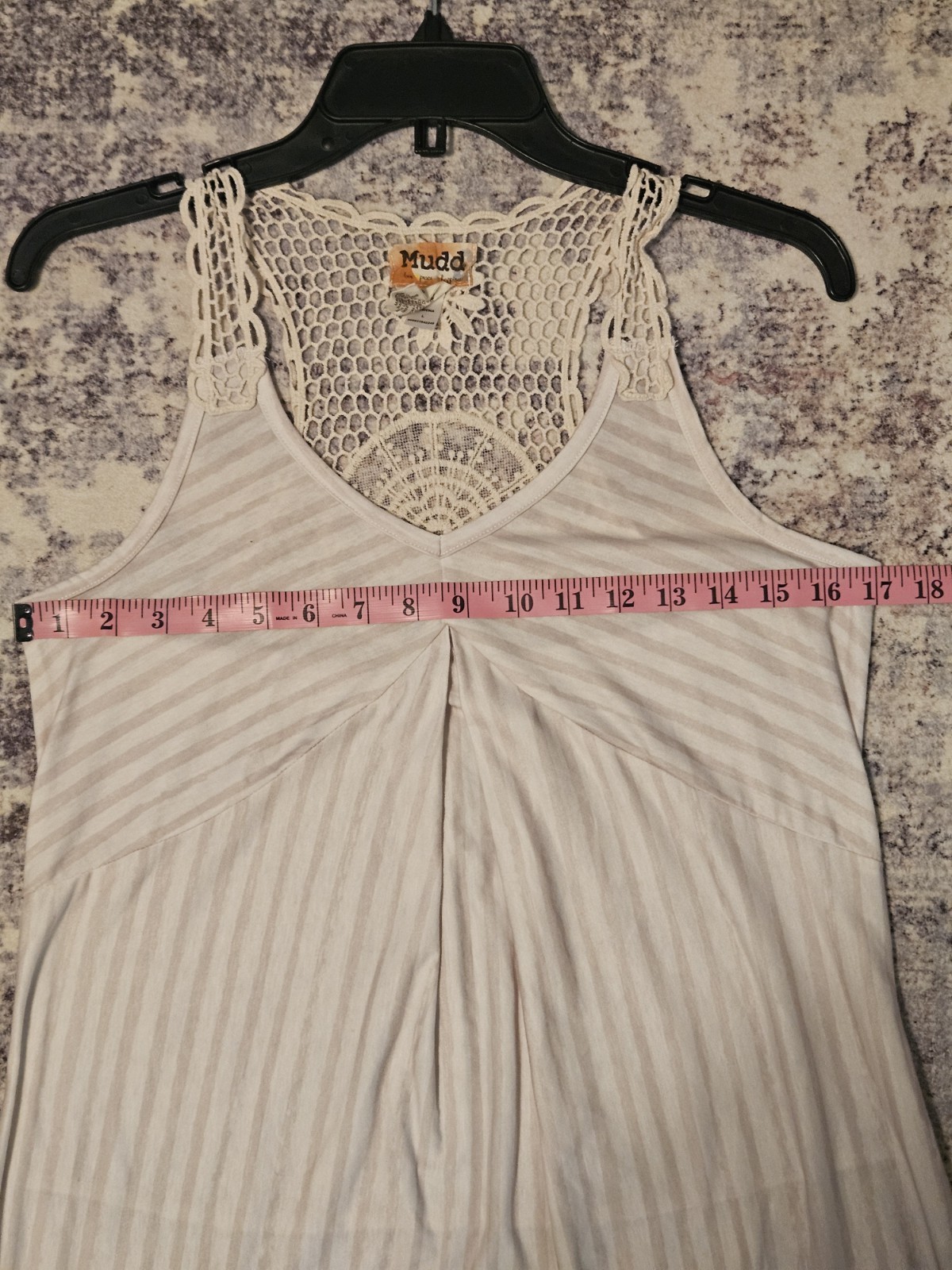 Mudd Women’s Sleeveless Boho Striped Cream Dress Size L