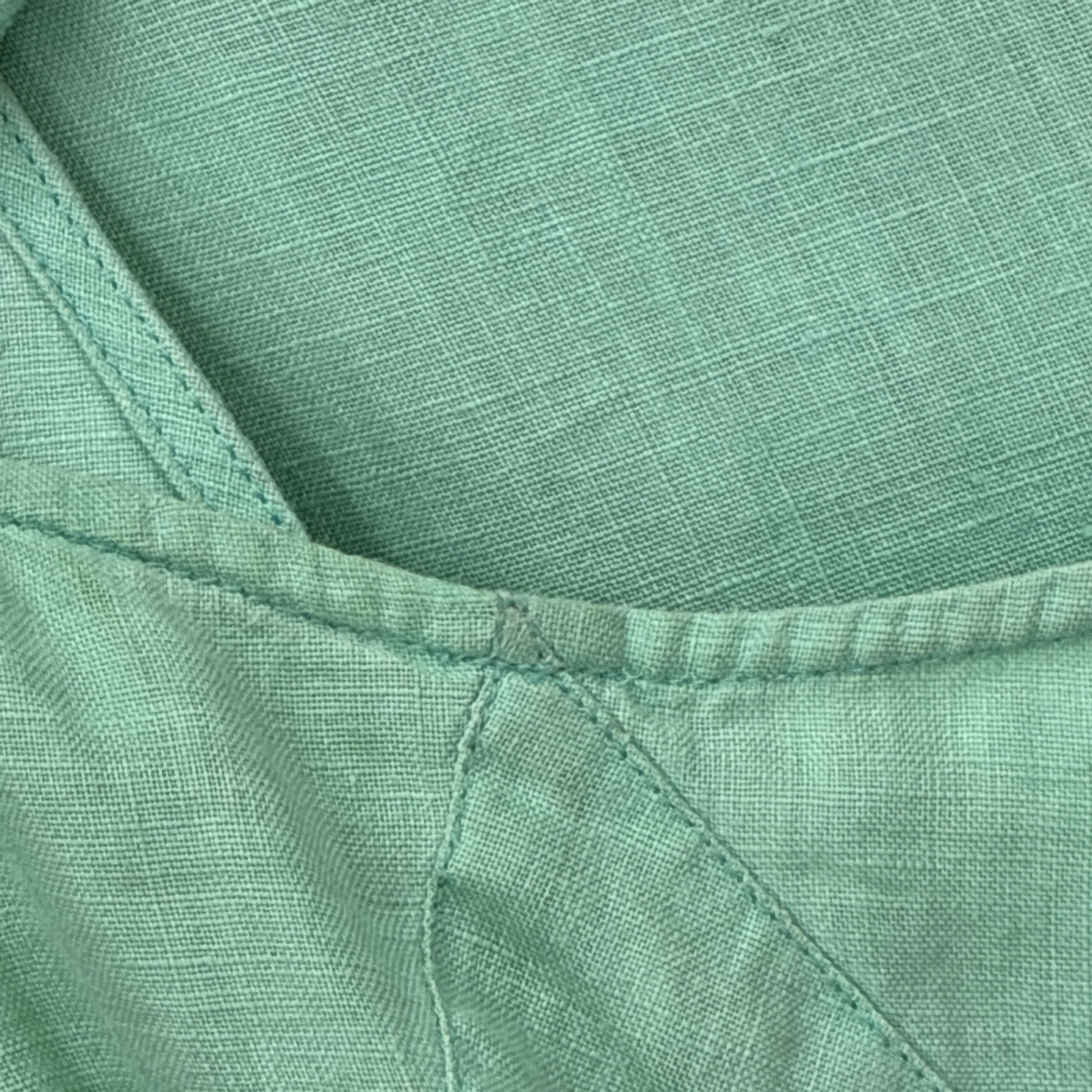 Calypso St Barth Dress 100% Linen Mint Green Pom-Pom Fringe Trim Minimalistic