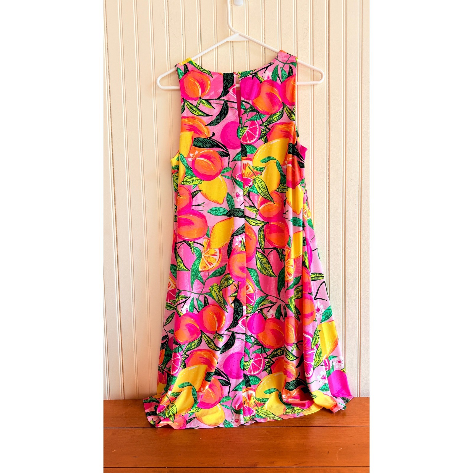 Pappagallo Pink Citrus Fruit Print Sleeveless Shift Dress G35M73PA599 Womens S