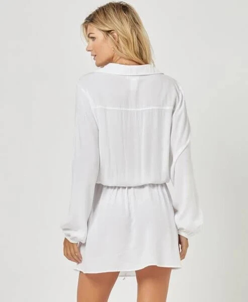 L*space Amelia Long Sleeve Cover-Up Tunic Dress White Women’s SMALL NWT