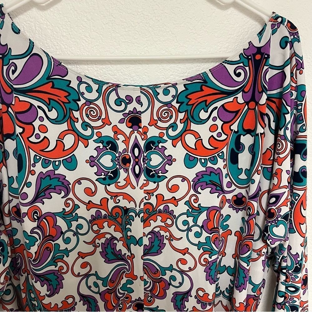 Laundry by Design Womens 12 Psychedelic Paisley Ruched Sheath Dress Multi Color