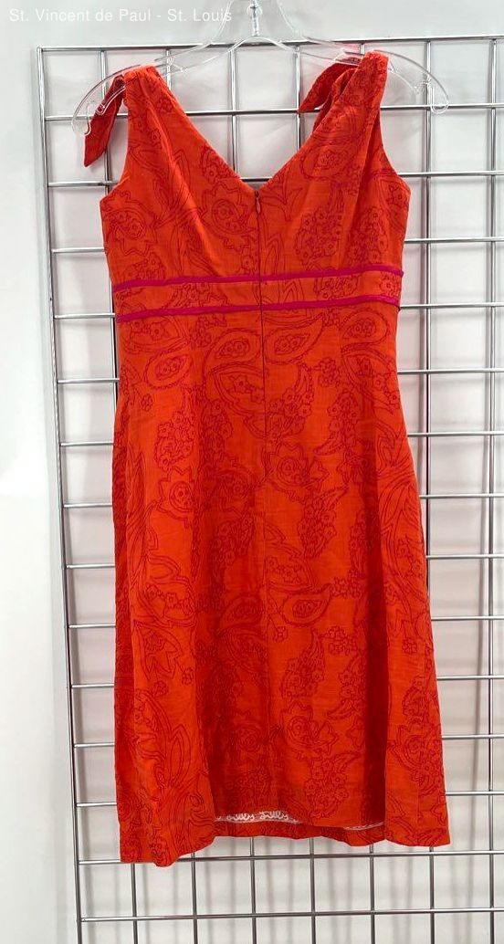 Lilly Pulitzer Womens Dress Embroidered Orange Paisley Sleeveless A Line Size 6
