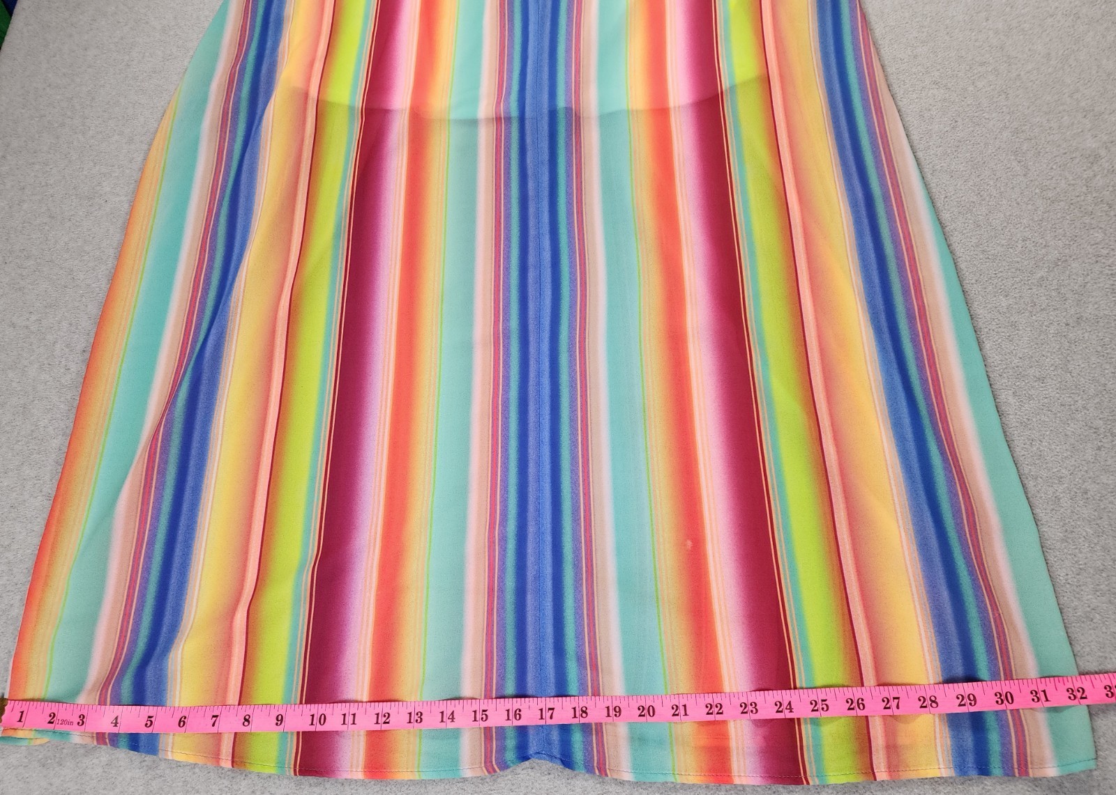 Fantastic Fawn Rainbow Strap Maxi Dress Size L Boho Pockets Lined Sundress Strip