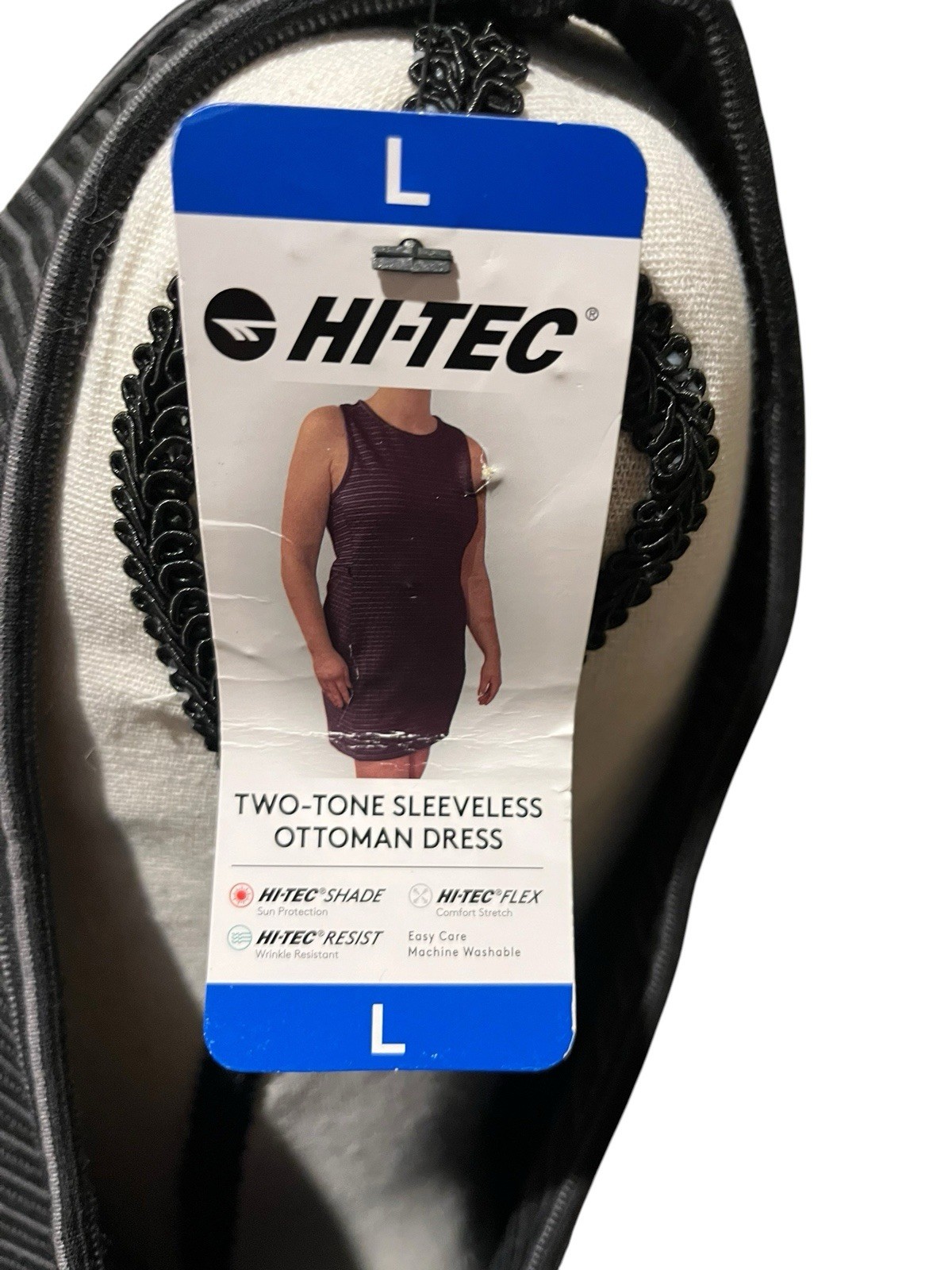 Hi-Tec Two-Tone Ottoman Sleeveless Dress Black Gray Stripe Stretch Size L NWT