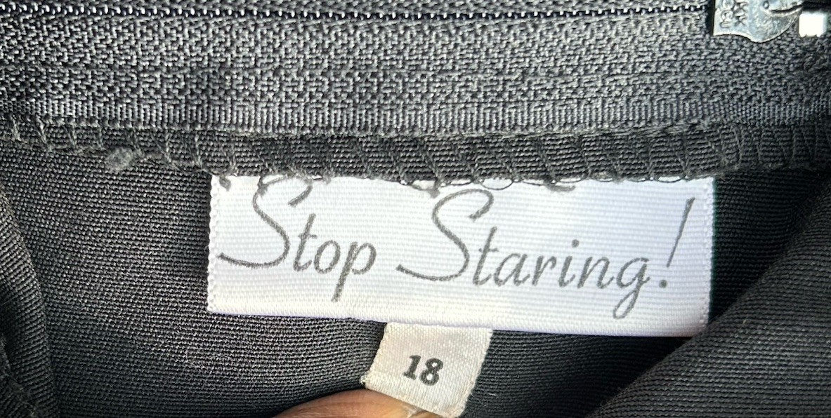 Stop Staring Black Dress Size XL Cap Sleeves Slit At Hem Line In The Back USA