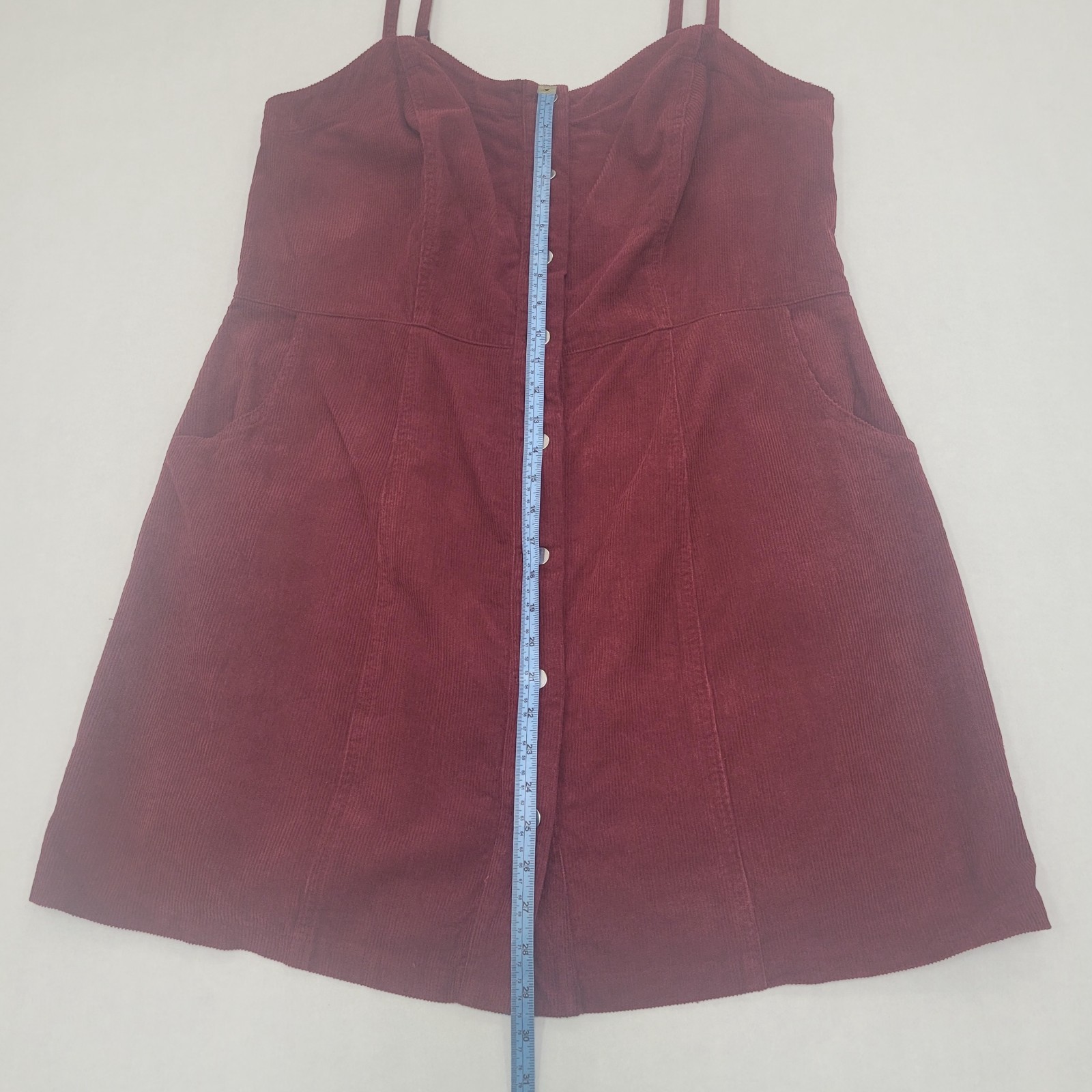 CCX Women’s “Sweet” Strap Button Front Corduroy Dress Color Beet Red Size 16