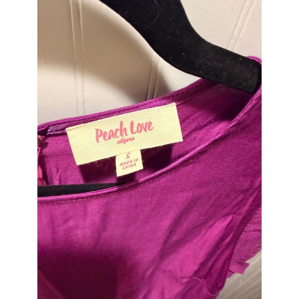 Peach Love California Magenta Sequin Wine Glass Tiered Ruffle Mini Dress Small