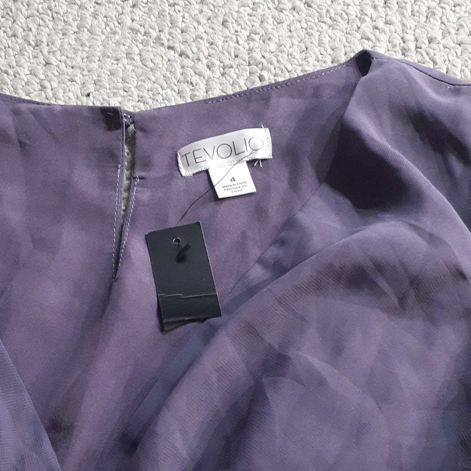 Tevolio Purple Chiffon Wrap dress Cap Sleeve Size 4 Side Zipper with Pockets
